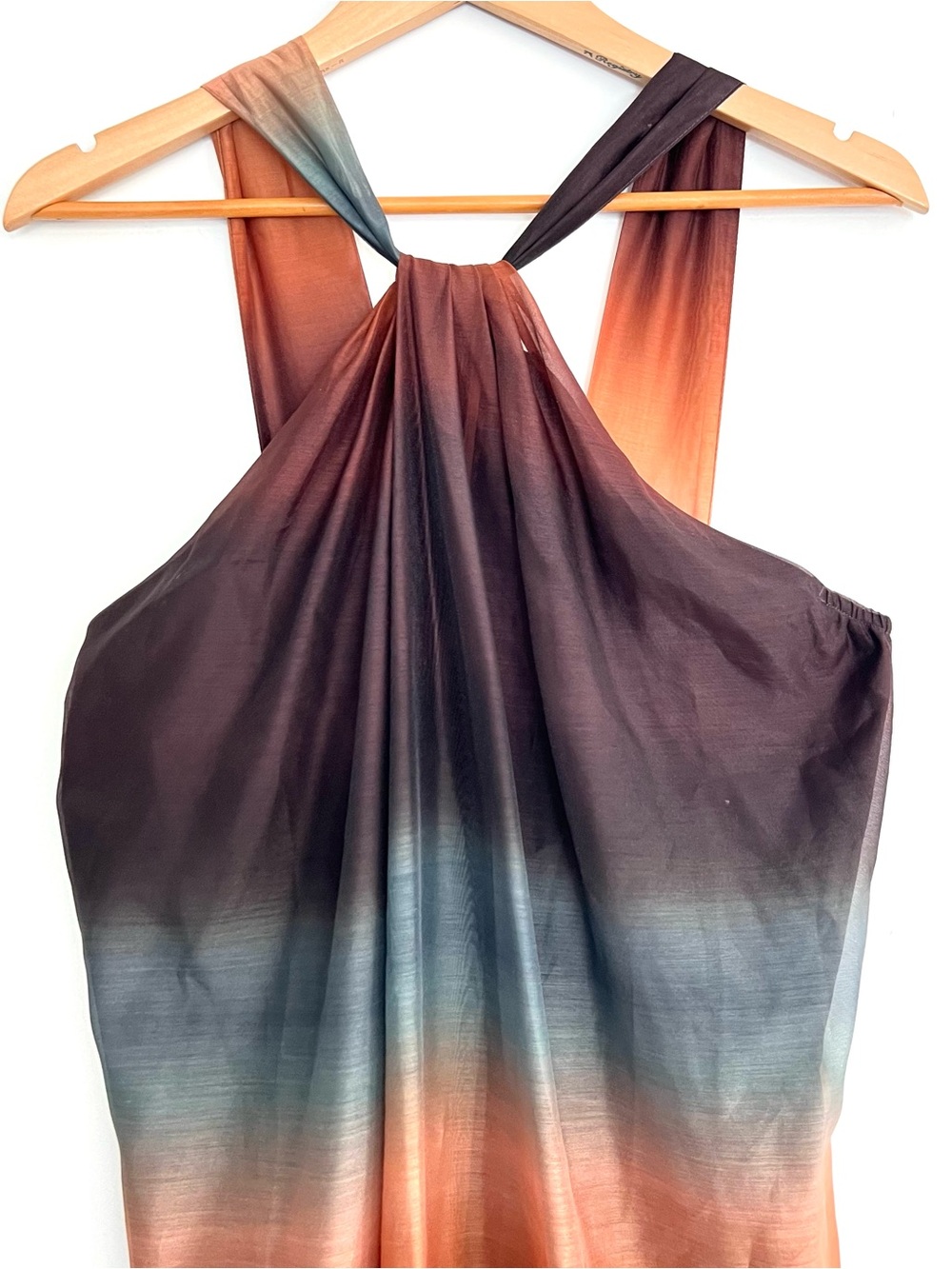BANANA REPUBLIC Block Multicolor Haltered Sleeveless Cocktail Maxi Dress Sz 12 - Picture 4 of 16